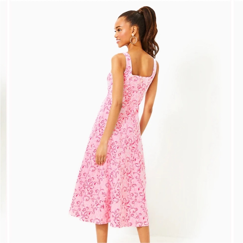 Lilly Pulitzer Linen Calina Midi Dress Size 6 Pink NWT - Picture 3 of 16
